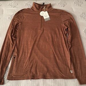 Men’s Vuori Ease Performance 1/2 Zip Dark Terracotta Heather Pullover Workout